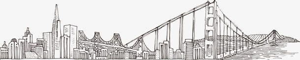 手绘布鲁克林大桥城市风景png免抠素材_88icon https://88icon.com 城市 城市风景 外滩 大桥 布鲁克林大桥 建筑 手绘 手绘城市 手绘城市风景 线条 著名大桥