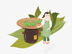 划龙船端午节粽子主题插画高清图片