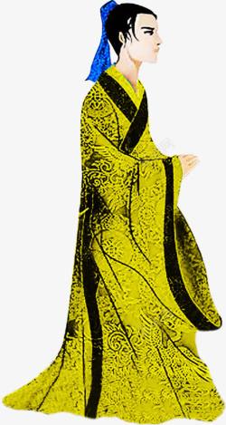 黄衣古代男人海报背景七夕情人节素材