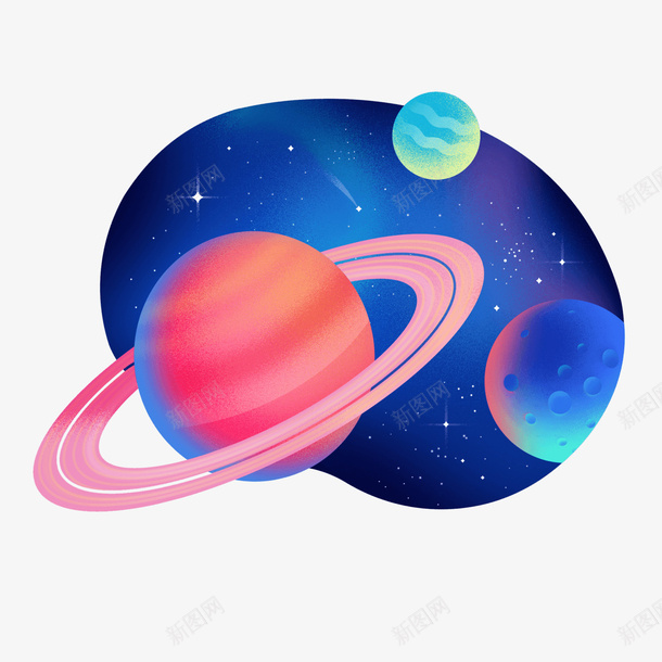 彩色的宇宙太空效果图png免抠素材_88icon https://88icon.com 动漫动画 卡通手绘 太空 宇宙 彩色 星球 装饰图