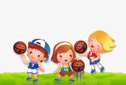 卡通儿童篮球运动插画素材