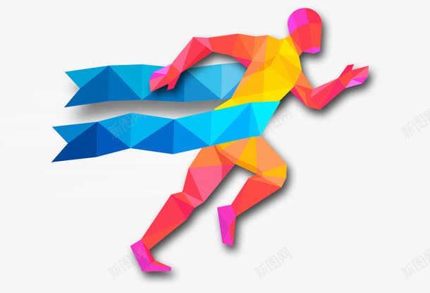彩色运动人物剪影png免抠素材_88icon https://88icon.com 人物 冠军 几何 剪影 彩色 跑步 跑步影子 运动