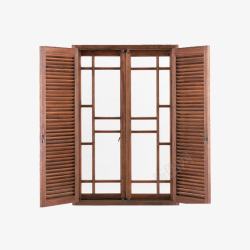 棕色木条窗户素材