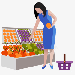 女士购物女士在超市挑选水果插画矢量图高清图片
