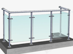 安全设施时尚家居阳台玻璃护栏模型高清图片