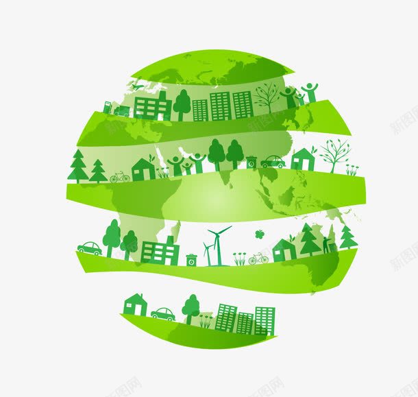 环保生态环地球png免抠素材_88icon https://88icon.com 创意 地球 城市 家园 环保 生态环 生态链 绿色