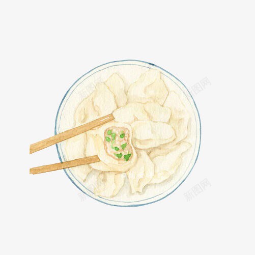 韭菜饺子手绘画片png免抠素材_88icon https://88icon.com 手绘美食 水彩饺子 色彩画 韭菜味 饺子