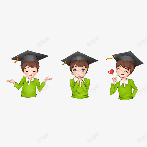 卡通带着学士帽做可爱表情的大学png免抠素材_88icon https://88icon.com 卡通带着学士帽做可爱表情的大学生素材免费下载 大学生 学士帽 学生手绘 摊开双手 红色爱心 表情图