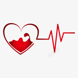 爱心献血图标卡通慈善无偿献血爱心心电图矢量图高清图片