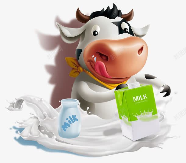 牛奶奶牛png免抠素材_88icon https://88icon.com 健康美味 奶制品 奶牛 奶粉 牛乳 牛奶 纯天然 黑白牛