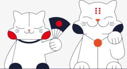 手绘日系风格猫咪素材