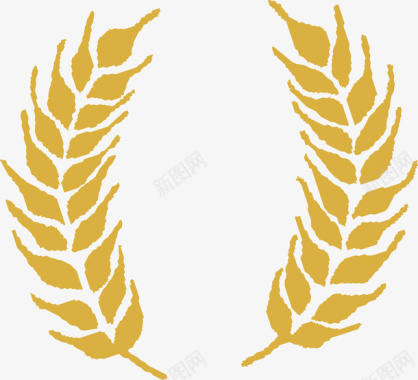 金色麦穗图形对称的金色麦穗花纹图图标图标