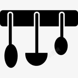 挂纸架厨房的勺子集图标高清图片