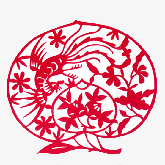 喜庆窗花寿桃形状png免抠素材_88icon https://88icon.com 中国风 剪纸 喜庆 寿桃 寿比南山 桃子 福如东海 福如东海寿比南山 窗花 红色 花朵