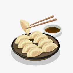 卡通水彩筷子篓夹着饺子的筷子高清图片