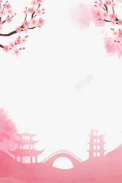 粉红色春季樱花背景素材