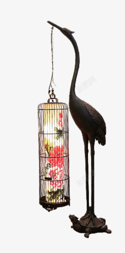 古典落地灯现代古典新中式鸟笼灯高清图片