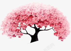 春季茂密红色桃花树素材