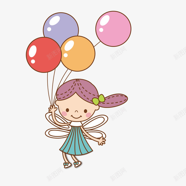拿着气球的儿童人物png免抠素材_88icon https://88icon.com 人物设计 儿童人物 儿童节 卡通 彩色 手绘 气球