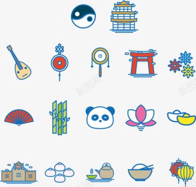 熊猫中国风格图标元素图标