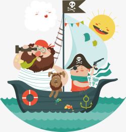 卡通海盗航行的男士矢量图高清图片