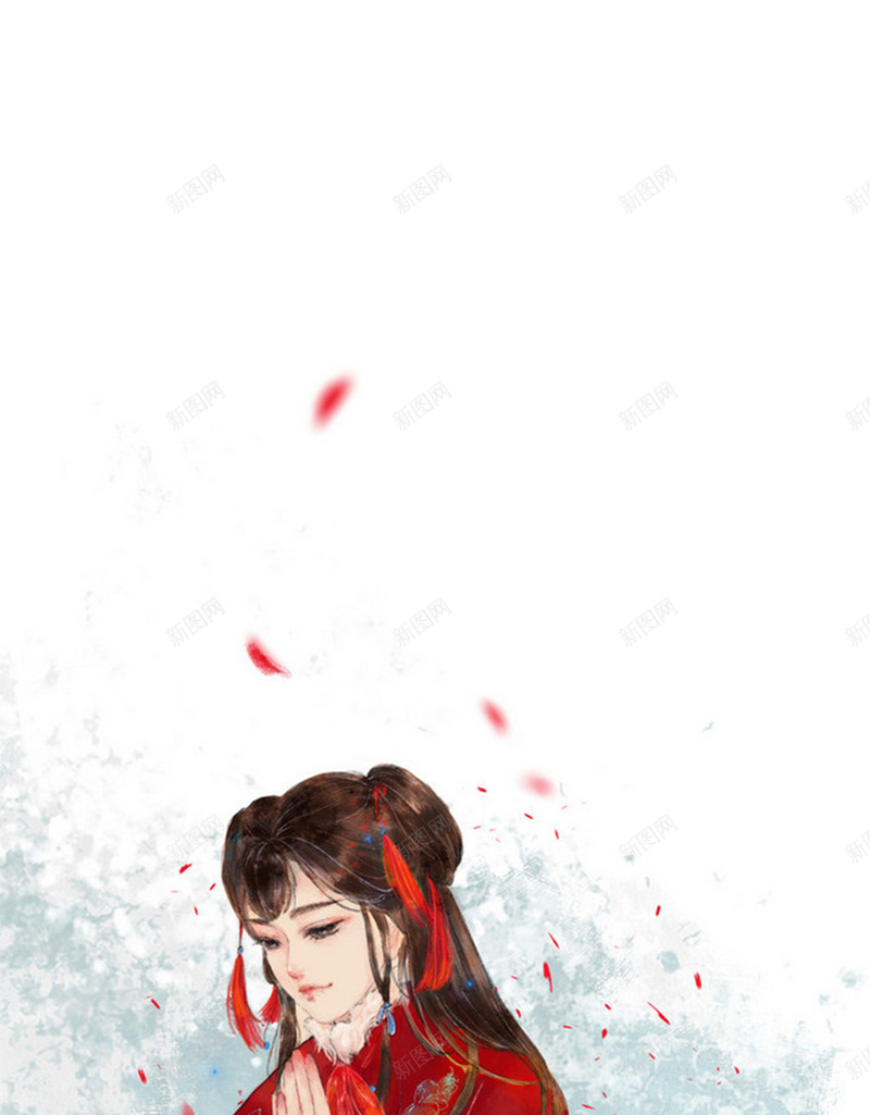 唯美古典浪漫美女H5图jpg设计背景_88icon https://88icon.com 古典 古风 唯美 唯美古典美女H5素材 意境 插画 文艺 浪漫 清新 美女 花瓣