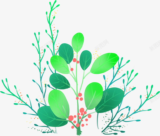 小清新绿植装饰插画psd免抠素材_88icon https://88icon.com 小清新 手绘插画 春天 植物 绿植 装饰图案