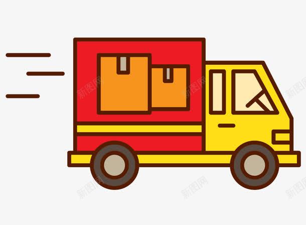 红色物流货车配送货物png免抠素材_88icon https://88icon.com 快递车 汽车 物流货车 物流配送 物流配送车 红色 货物运输 配送货物