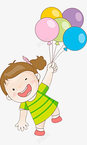 玩气球的小女孩png免抠素材_88icon https://88icon.com 五个气球 儿童 卡通女孩 小女孩 开心 气球 高兴