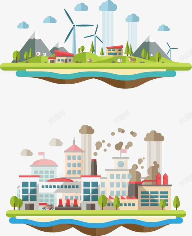 城市环保png免抠素材_88icon https://88icon.com 土地污染 城市 工厂 插图 清洁能源 环保素材 环境污染 环境污染治理 生态展板 生态环保 绿色 草地 风车