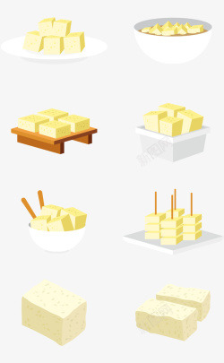 清新风格方豆腐块豆腐串卡通食物形高清图片