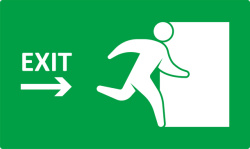 酒店楼梯指示牌绿色右边安全出口矢量图图标高清图片