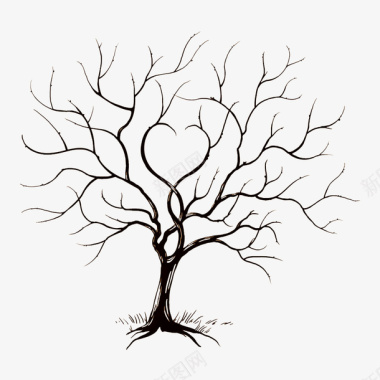 黑白树手绘树木图标图标