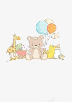 婴儿车PNG卡通小熊动物高清图片