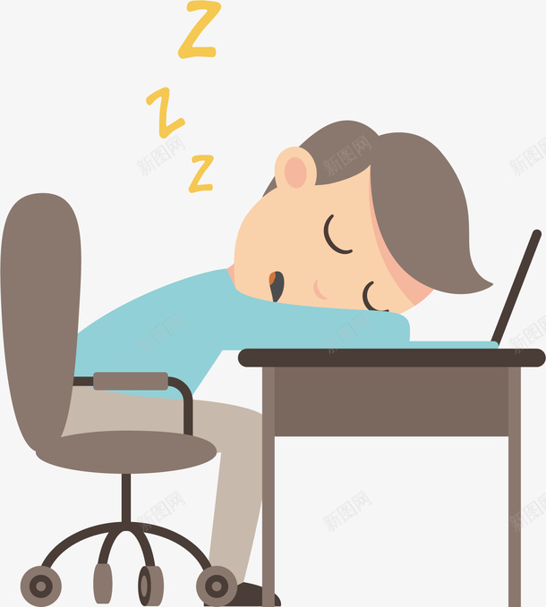 睡觉中的员工png免抠素材_88icon https://88icon.com 加班 劳累 打呼噜 灰色座椅 电脑 疲惫不堪 睡觉