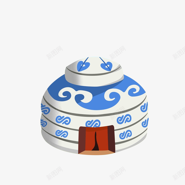 手绘白色蒙古包png免抠素材_88icon https://88icon.com 手绘蒙古包 特色花纹 白色蓝色帐篷 蒙古插画 蒙古特色帐篷 门帘