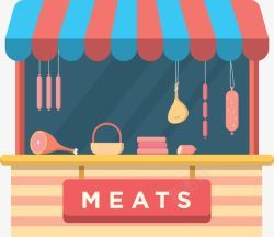 卡通火腿卖肉的小商店高清图片
