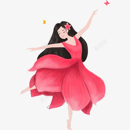 彩色唯美装饰跳舞的女孩png免抠素材_88icon https://88icon.com 少女心 彩色底纹 粉色裙子 装饰图 设计图 跳舞