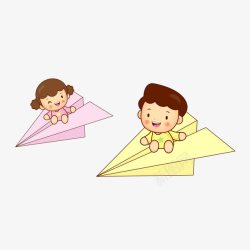 纸飞机上的金币纸飞机上的孩子高清图片