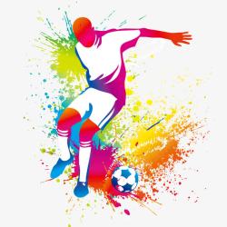 踢足球比赛人物彩绘矢量图素材