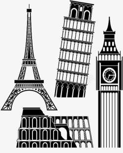 欧式建筑插画埃菲尔铁塔插画高清图片