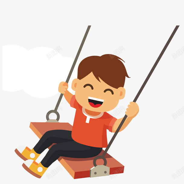 荡秋千的小孩png免抠素材_88icon https://88icon.com 卡通 可爱 小孩 扁平 游玩 玩耍 男孩 秋千 荡秋千