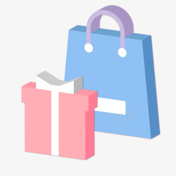 手绘购物袋一个购物袋和一份礼物矢量图图标高清图片