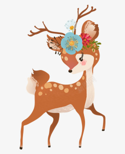 手绘卡通可爱小鹿装饰素材