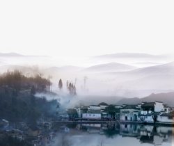 烟雨景色山水画景色高清图片