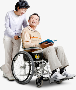 老年患者轮椅中老年幸福生活高清图片