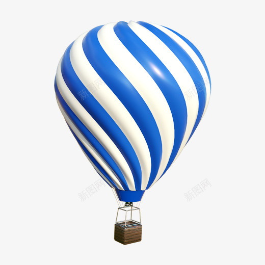 一只蓝白相间的氢气球psd免抠素材_88icon https://88icon.com 一只氢气球 升空 手绘 旅游项目 热气球 飞行