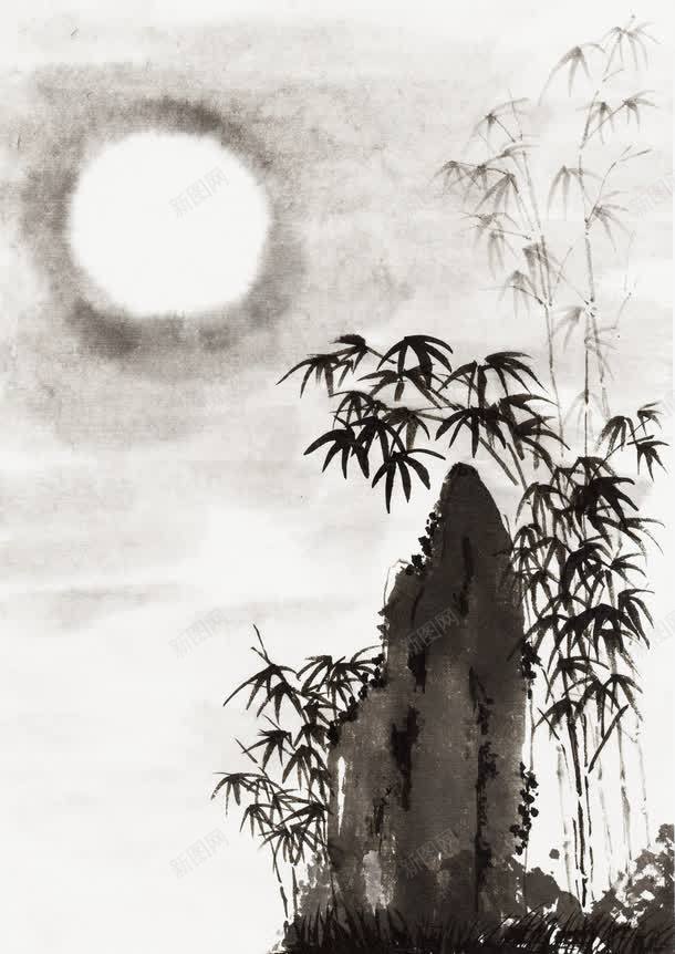 水墨画山水画png免抠素材_88icon https://88icon.com 太阳 山水画 水墨画