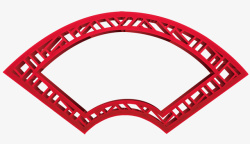 红色中国风扇形框架素材