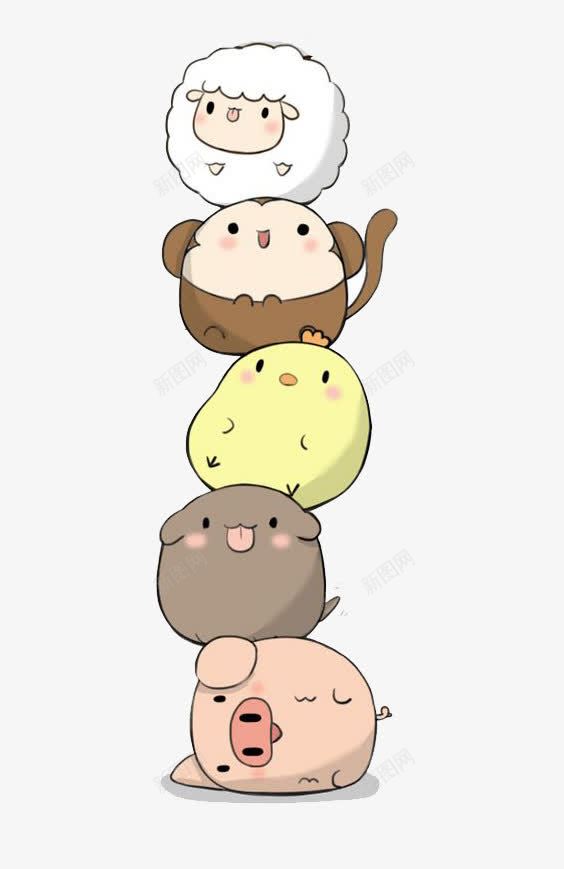 卡通动物png免抠素材_88icon https://88icon.com 动物 卡通 可爱 手绘 水彩 牛 猴 羊 装饰 鸡